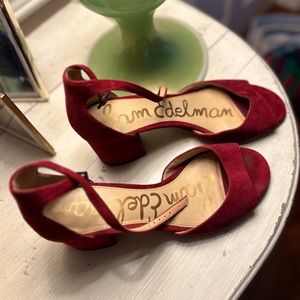 Sam Edelman Raspberry Suede Heels